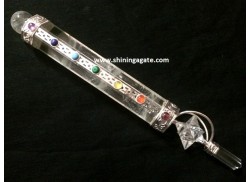 CRYSTAL QUARTZ HEALING STICK WITH CRYSTAL BALL,PENCIL AND SPINNING MERKABA