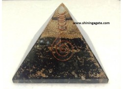 BLACK TOURMALINE ORGONE PYRAMID WITH COIL POINT