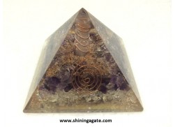 AMETHYST, CRYSTAL ORGONE PYRAMID WITH COIL POINT