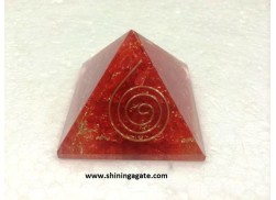 RED COLOR DYED ORGONE PYRAMID WITH COPPER WIRE