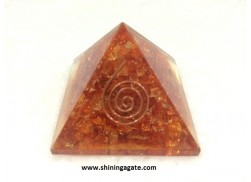 ORANGE COLOR DYED ORGONE PYRAMID WITH COPPER WIRE