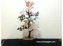 SEVEN CHAKRA GEMSTONE TREE WITH SPARROWS