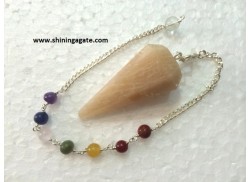 CREAM MOONSTONE SIX FACETTED PENDULUM WITH CHAKRA CHAIN