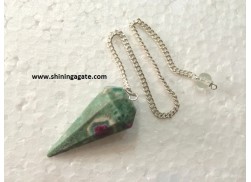 RUBY ZOISITE SIX FACETTED PENDULUM