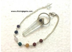 CRYSTAL DOUBLE TERMINATED PENCIL PENDULUM WITH CHAKRA CHAIN
