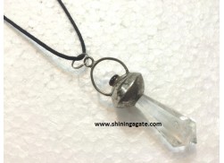 CRYSTAL QUARTZ FACETTED PENCIL PENDANT WITH CORD