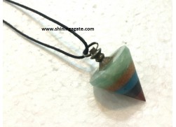 BONDED GEMSTONE CONE PENDANT WITH CORD