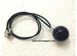 AMETHYST BALL PENDANT WITH CORD