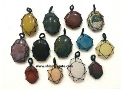 MIX GEMSTONE NETTED PENDANTS WITH CORD