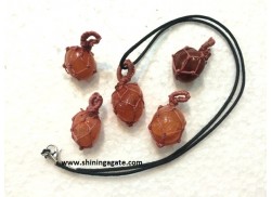 RED AVENTURINE NETTED TUMBLE PENDANT WITH CORD
