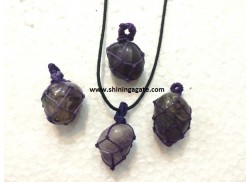 AMETHYST NETTED TUMBLE PENDANT WITH CORD
