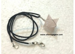 ROSE QUARTZ MERKABA STAR SILVER WIRE WRAPPED PENDANT WITH CORD