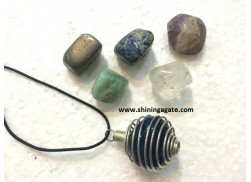 MIX TUMBLE WIRE WRAPPED CAGE PENDANTS WITH CORD