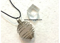 MIX GEMSTONE WIRE WRAPPED CUBE CAGE PENDANTS WITH CORD