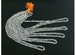 CRYSTAL QUARTZ FACETTED JAPMALA WITH DRUM POLISH