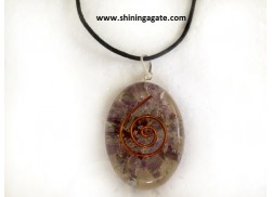 AMETHYST ORGONE OVAL PENDANT WITH CORD