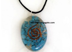 TOURQUISE ORGONE OVAL PENDANT WITH CORD