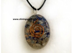 LAPIS LAZULE ORGONE OVAL PENDANT WITH CORD
