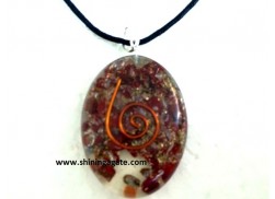 RED JASPER ORGONE OVAL PENDANT WITH CORD