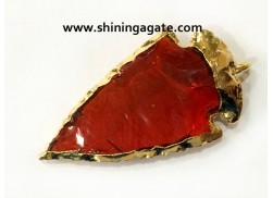 RED COLOR ELECTROPLATED GLASS ARROWHEAD PENDANT