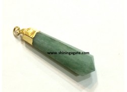 GREEN AVENTURINE ELECTROPLATED FACETED PENCIL PENDANT