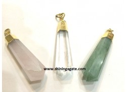 MIX GEMSTONE ELECTROPLATED FACETED PENCIL PENDANT