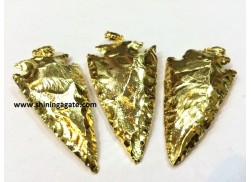 3" FULLY GOLD PLATED ARROWHEAD PENDANTS