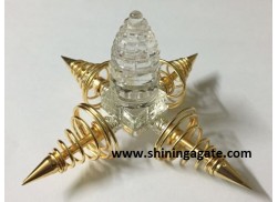 CRYSTAL SHREE YANTRA ENERGY GENERATOR WITH METAL ROUND CAGE