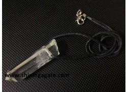 RAW CRYSTAL PENCIL PENDANT WITH COTTON CORD