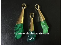 GREEN COLOR DYED RAW PENDANTS