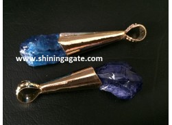 BLUE COLOR DYED RAW PENDANTS