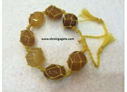 YELLOW AGATE NETTED TUMBLE BRACELET