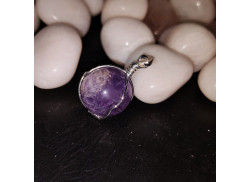 Amethyst Wire Wrapped Ball Pendant