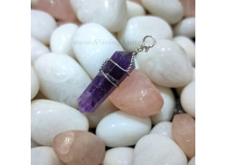Gemstone Amethyst Double Point Silver Wire Wrapped Pendant