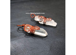Natural Crystal Quartz Copper Wire Wrapped Pendant