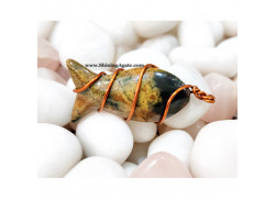 Fancy Jasper Fish Shape Copper Wire Wrapped Pendant