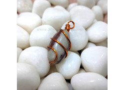Narmada Agate Lingam Copper Wire Wrapped Pendant