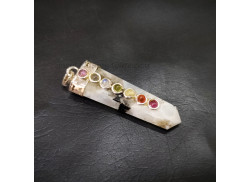 Rainbow Moonstone Flat Stick with 7 Chakra Beads Pendant