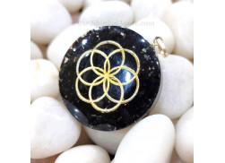 Black Tourmaline Seed of Life Symbol Orgonite Pendant