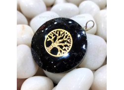 Black Tourmaline Tree of Life Symbol Orgonite Pendant