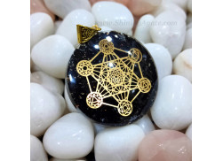 Black Tourmaline Orgonite Pendant with Chakra Symbol