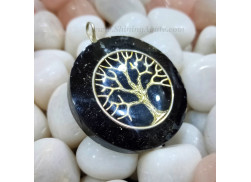Black Tourmaline Orgone Pendant with Silver Tree of Life Symbol