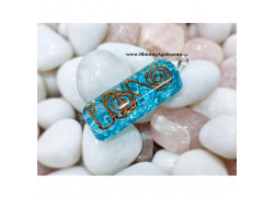 Blue Color Dyed Orgone Rectangle Pendant with Copper Coil