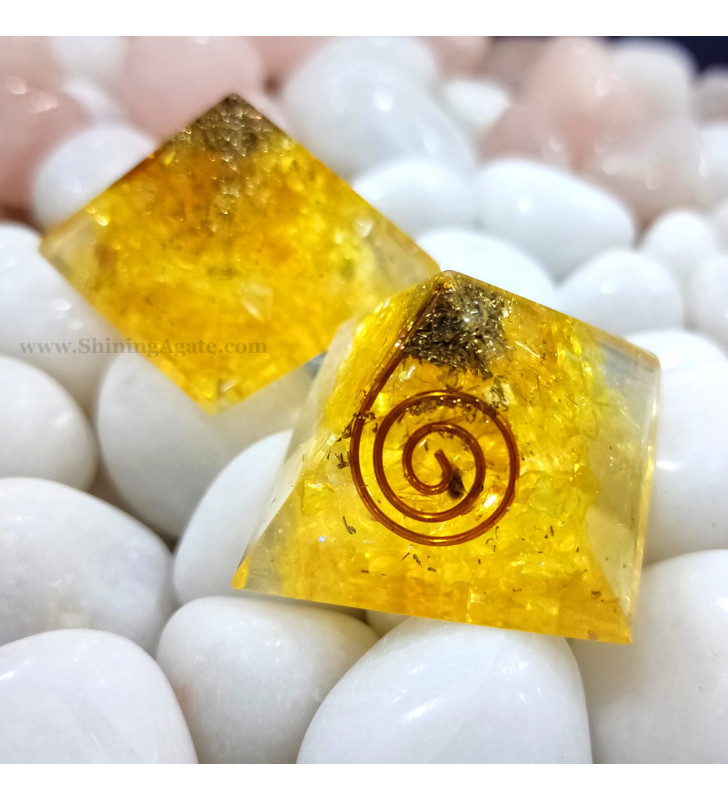 Yellow Dyed Orgone Small Pyramid